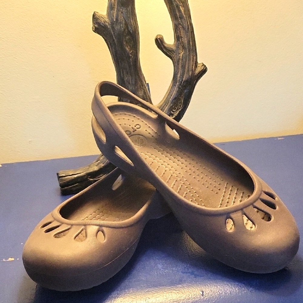 CROCS Mules with Decorative Cutouts and Flat Sole